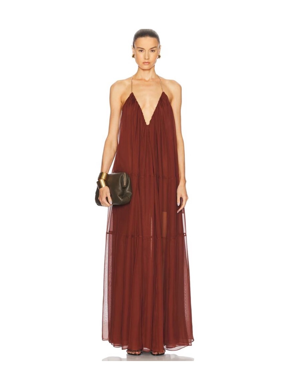 retrofete Arlet Chiffon Dress in Chestnut size XS NWT